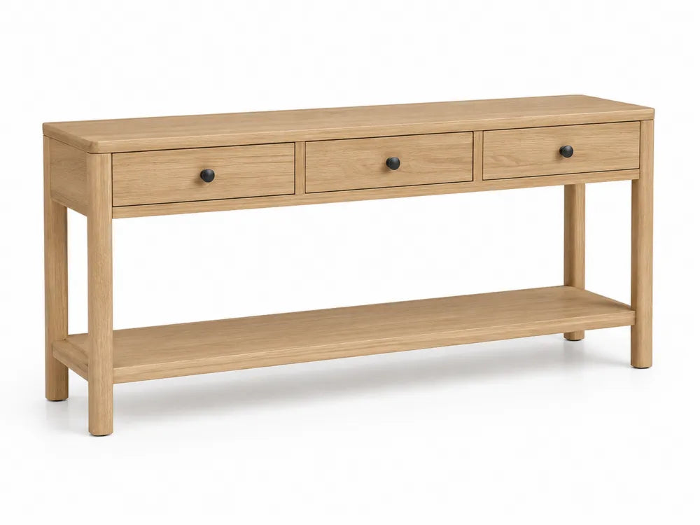 Consolle in Rovere Chiaro con Cassetti e Ripiano
