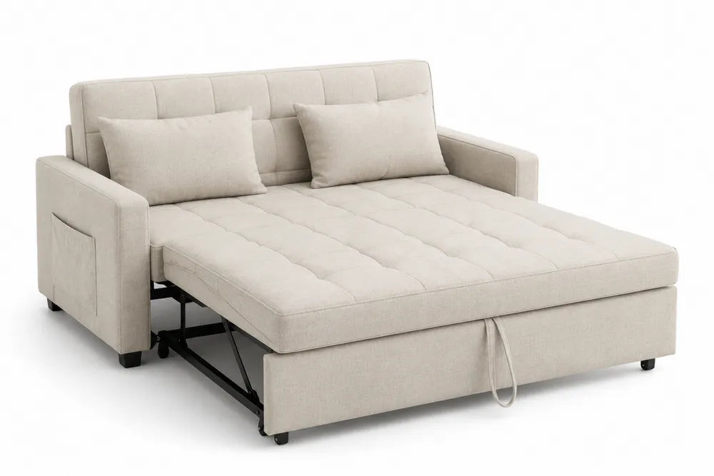 Divano Letto in Tessuto Poliestere Beige