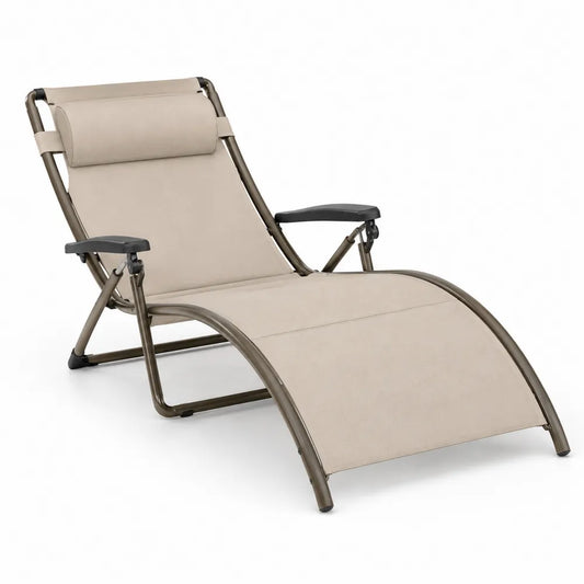Sdraio Pieghevole da Sole in Acciaio e Textilene Beige