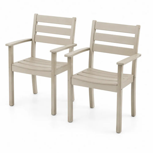 Set di 2 Sedie da Esterno con Braccioli Beige Plastica