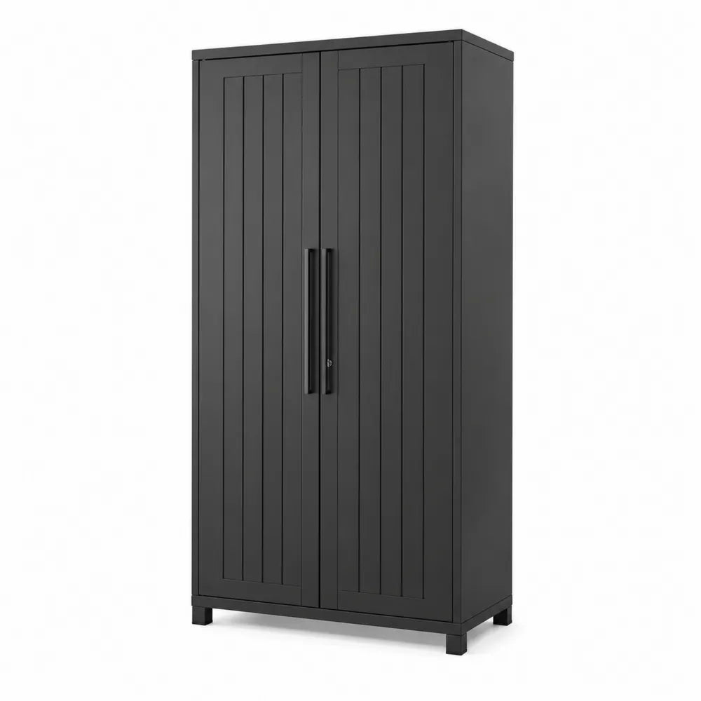 Armadio in Metallo Nero con 2 Ante 180x90x40 cm